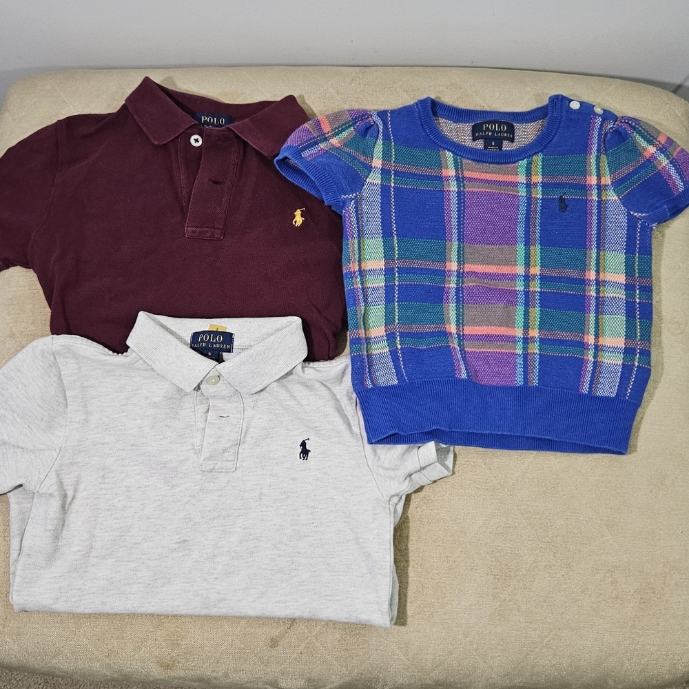 Lot of 3 Youth Kids Polo Ralph Lauren Polo Shirts & Sweater!